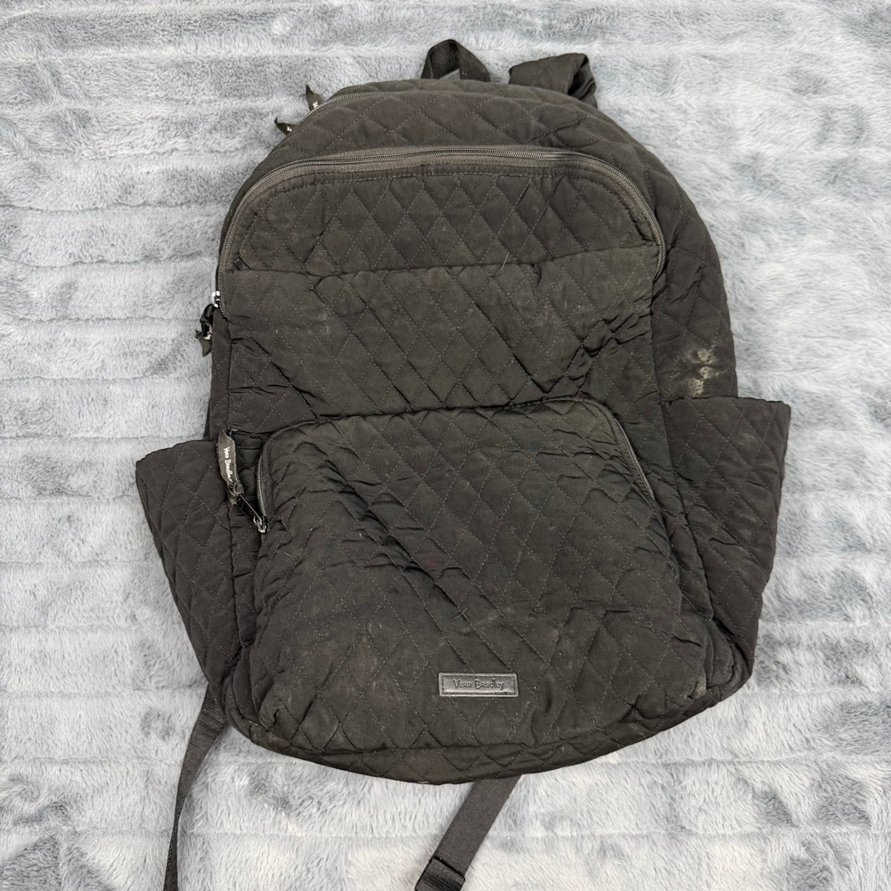 Vera Bradley Quilted Cotton Backpack Black Floral Lining 14360